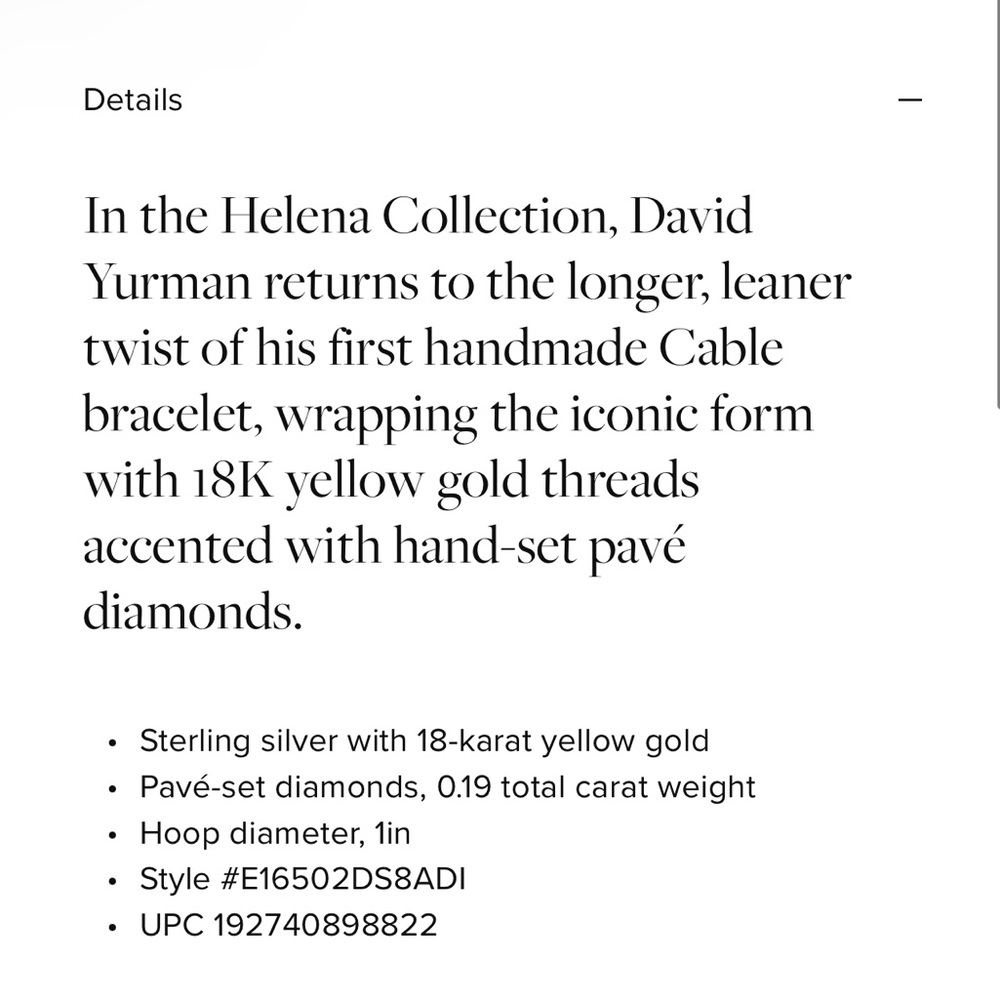 David Yurman 1 in. Petite Helena Hoop - Picture 5 of 5